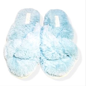 #297 ABOUND Autumn Faux Fur Slipper In Blue Women's Slip On Slides 7 8 7/8